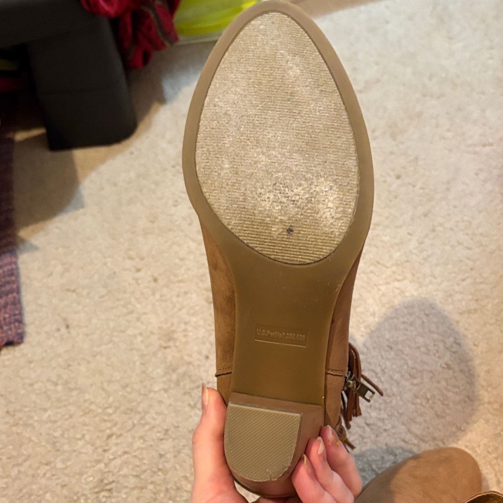 Rampage Fringe Tan Ankle Boots size 8.5 - Picture 3 of 4